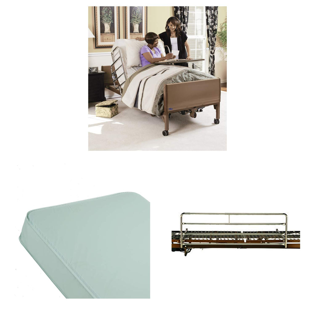 Full-Electric Hospital Bed with Innerspring Mattress and Full Bed Rails U364898
