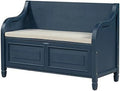 Rustic Entry Bench with Hidden Compartments and Removable Cushion (Antique Navy) K32898