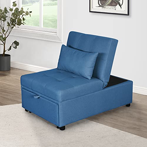 Blue Linen Fabric Fold Sofa Bed R6634