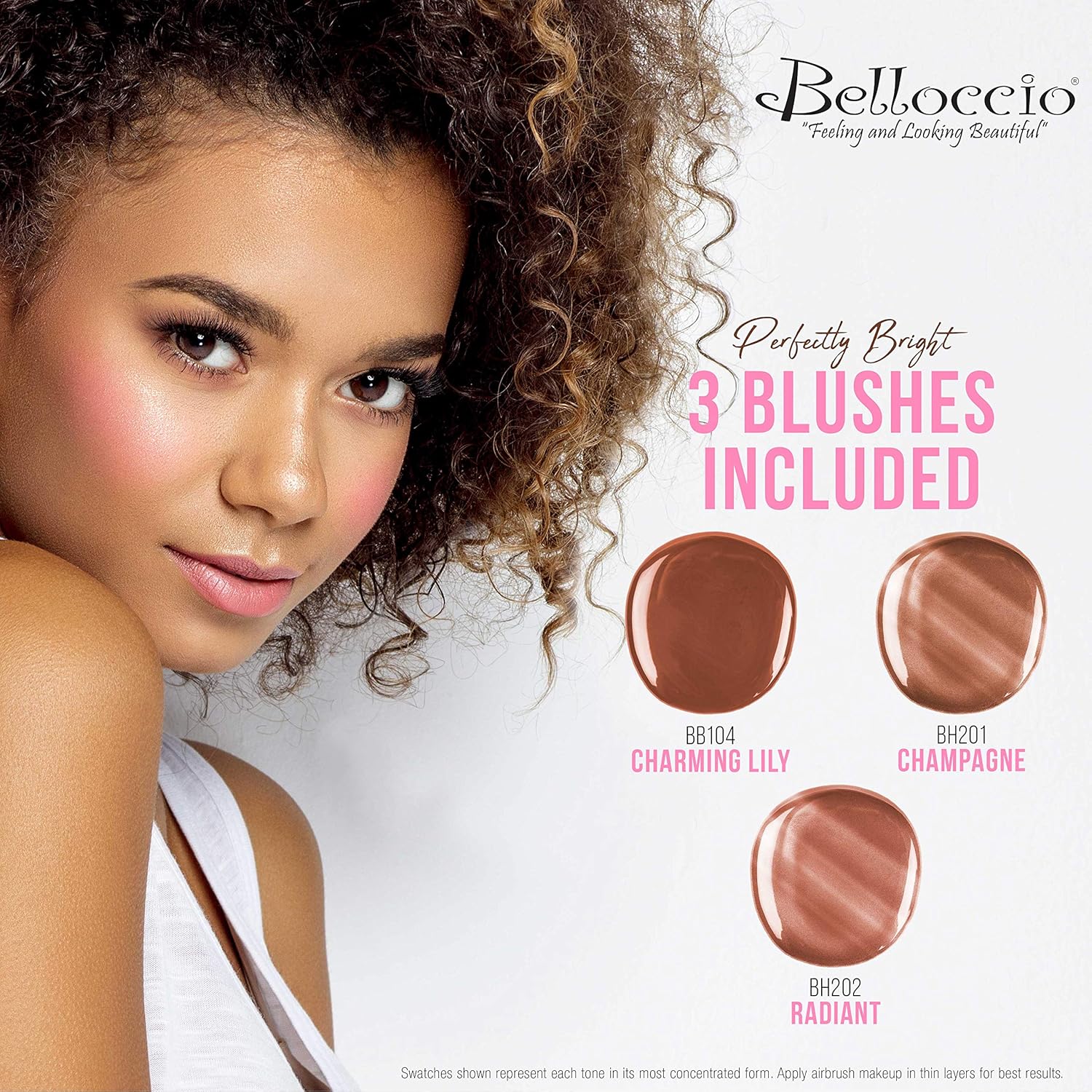 Professional Airbrush Makeup System with 4 Foundation Shades in 1/2 oz Bottles and Blush, Bronzer, Highlighters N738741