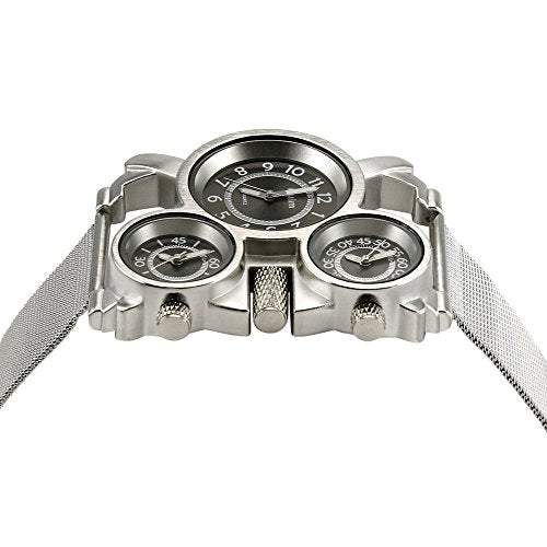 Men's Military Quartz Analog Wrist Watch Stainless-Steel Metal Mesh Strap Gunmetal M50959