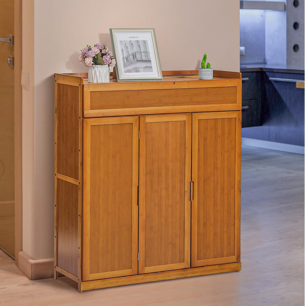 Bamboo 6 Tier Freestanding Shoe Cabinet with Doors (Brown) D103427