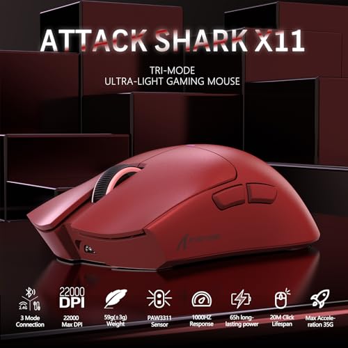 59g Superlight Wireless Gaming Mouse with Grip Tape, RGB Charging Dock, 22000 DPI, 5 Programmable Buttons (Black) Y6220