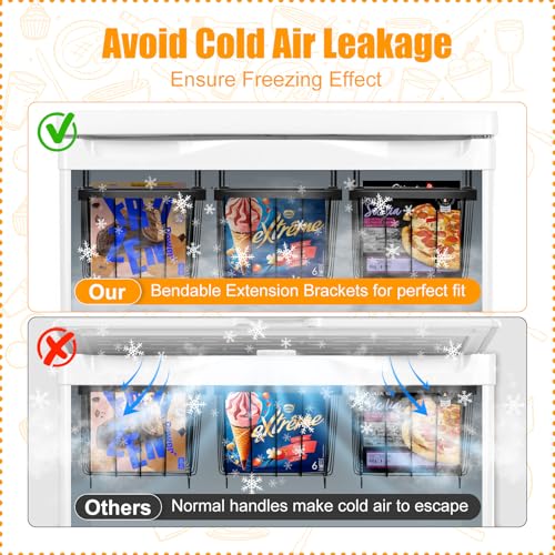 6 Pack Stackable Freezer Organizer Bins with Handles, Black A31204