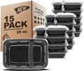 15 Pack 2 Compartment BPA Free Food Storage Containers with Lids W35901