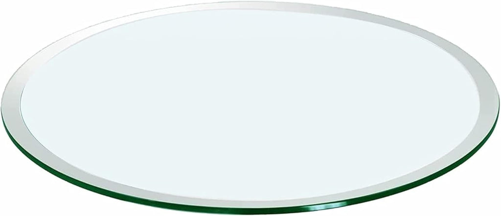 24" Round Transparent Tempered Glass Table Top 3/8" Thick Beveled Polished Edge Y69284