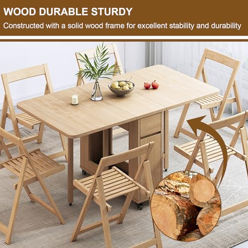 Extendable Drop Leaf Wood Dining Table Set for 6 F56795