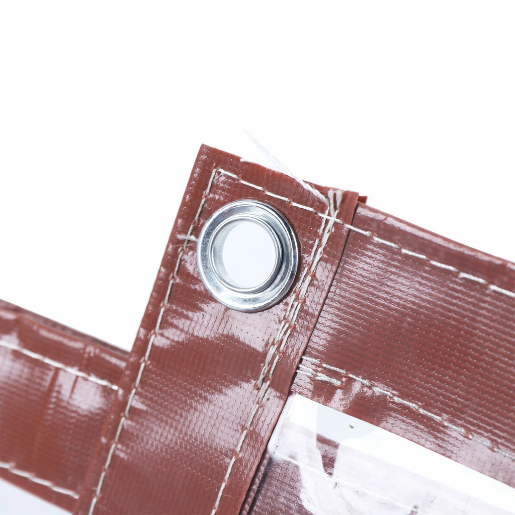 Brown PVC Clear Awning Canopy Curtain Enclosure Tarpaulin H9335