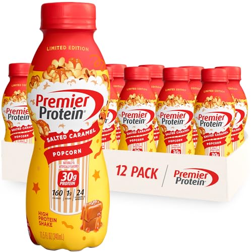 12 Pack 11.5 fl oz Salted Caramel Popcorn Protein Shake F2914