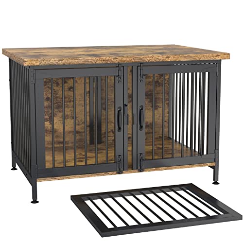 Black Double Dog Crate with Divider U513