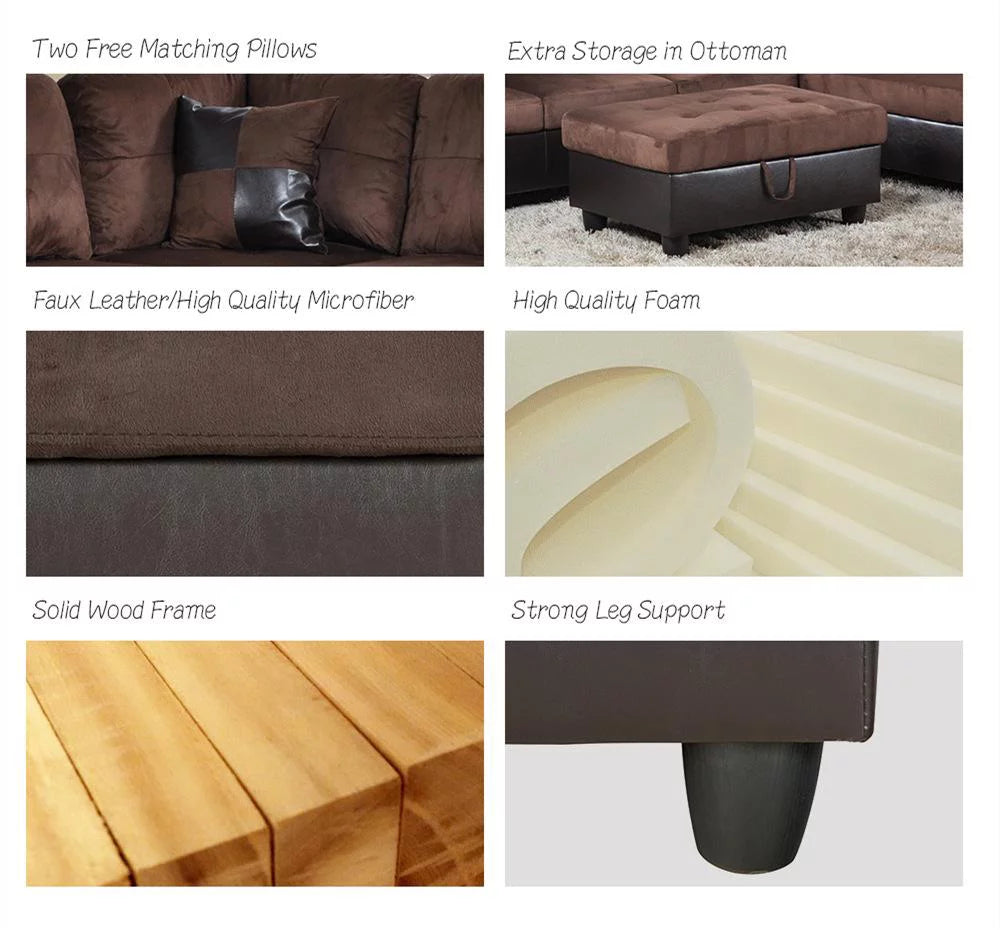 103.5'' Sectional Sofa with Storage Ottoman U88641