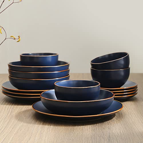 32 Piece Stoneware Dinnerware Set for 8, Blue E7743