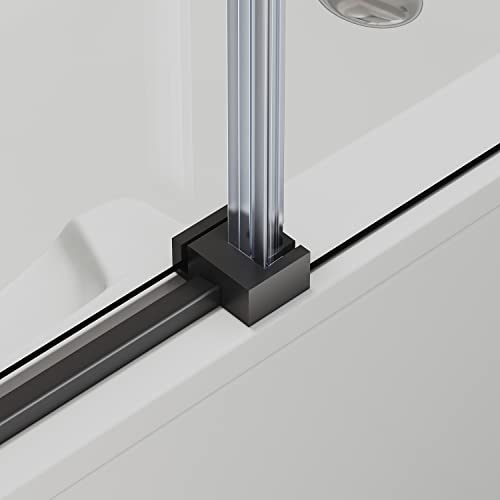 Frameless Sliding Tub Door 58.5-60" W X 62" H with 5/16" Clear Tempered Glass Matte Black Q317