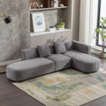 L Shape Curved Sofa with Extra Chaise Lounge, Chenille Upholstery Deep Seat Sectional Couch A831