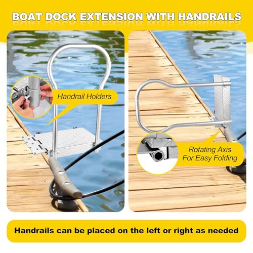 Folding Boat Boarding Platform with Handrail 500LBs Load Non-Slip Heavy Duty Steel Q6404