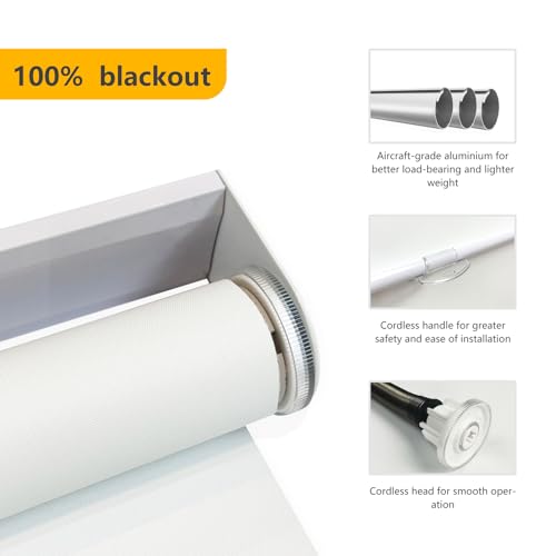 White Cordless Blackout Roller Blind S98507
