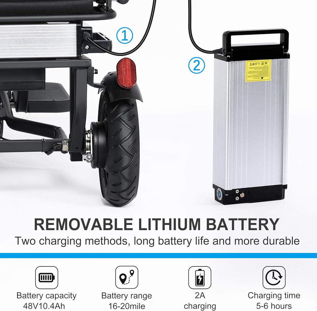 3 Wheel Electric Scooter Lightweight Folding Powered Mobility Scooter with Ergonomic Seat and Removable Battery Black L9638