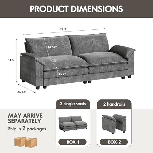 Light Grey L Shaped Chenille Sectional Sofa B71150