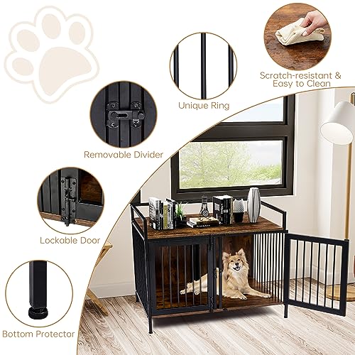 39" Heavy Duty Dog Crate Furniture with Divider V835