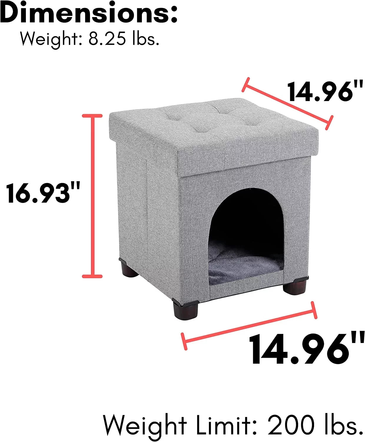 Pet House Bench Ottoman Cat Dog Furniture Bed Footstool Cozy Condo Cave X286