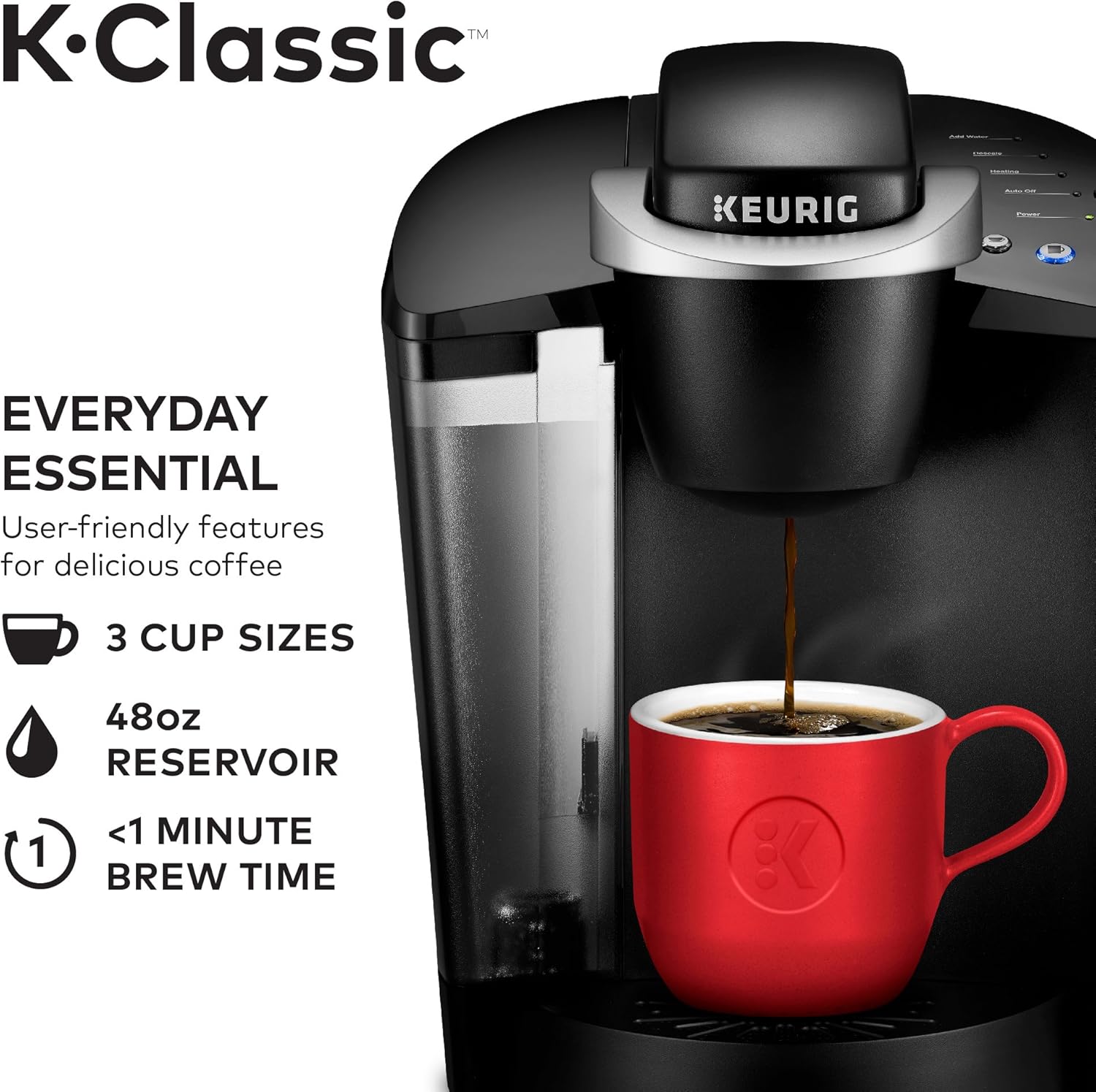 Single Serve Programmable Coffee Maker, 6 to 10 oz. Brew Sizes, Black & Standalone Frother, Hot and Cold Frothing, 6 Oz, Black R701386