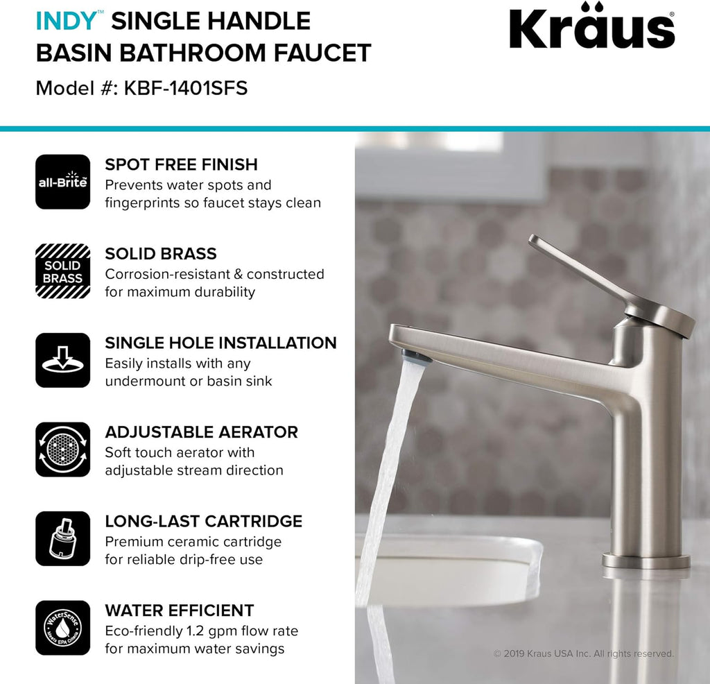 Single Handle Basin Bathroom Faucet in Spot Free Stainless Steel Q217