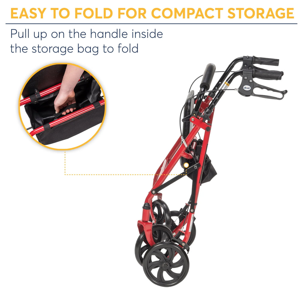 Red 4-Wheel Rollator with 7.5 Casters C3502