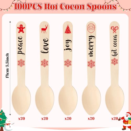 100 Set Christmas Wooden Spoons C403