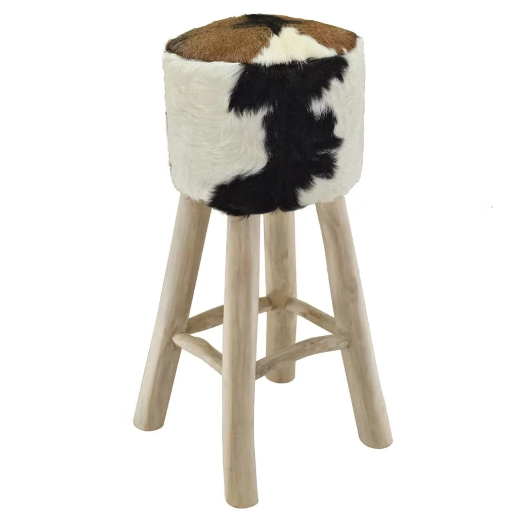 Real Leather and Solid Teak Wood Bar Stool M541299