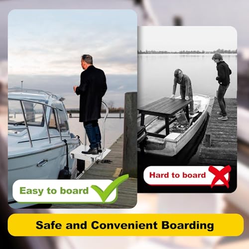 Folding Boat Boarding Platform with Handrail 500LBs Load Non-Slip Heavy Duty Steel Q6404