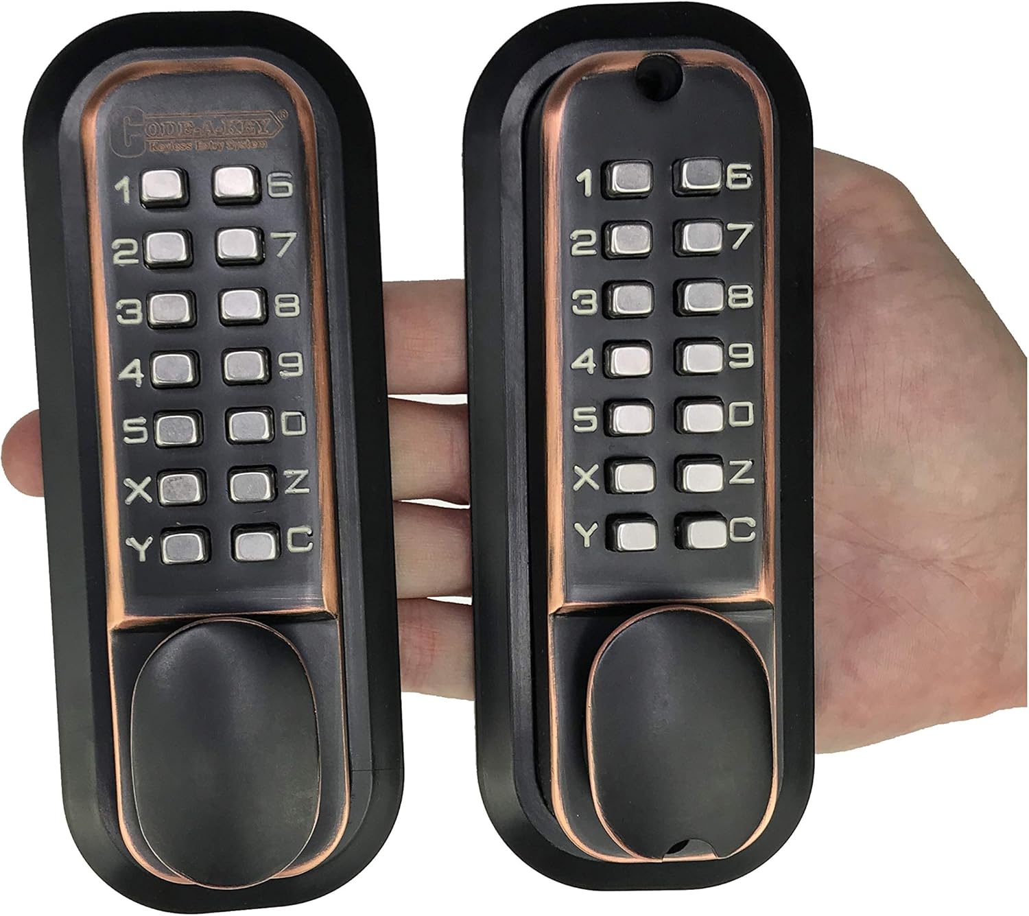 Double Keypad Mechanical Keyless Latch Door Lock Satin Chrome P2570