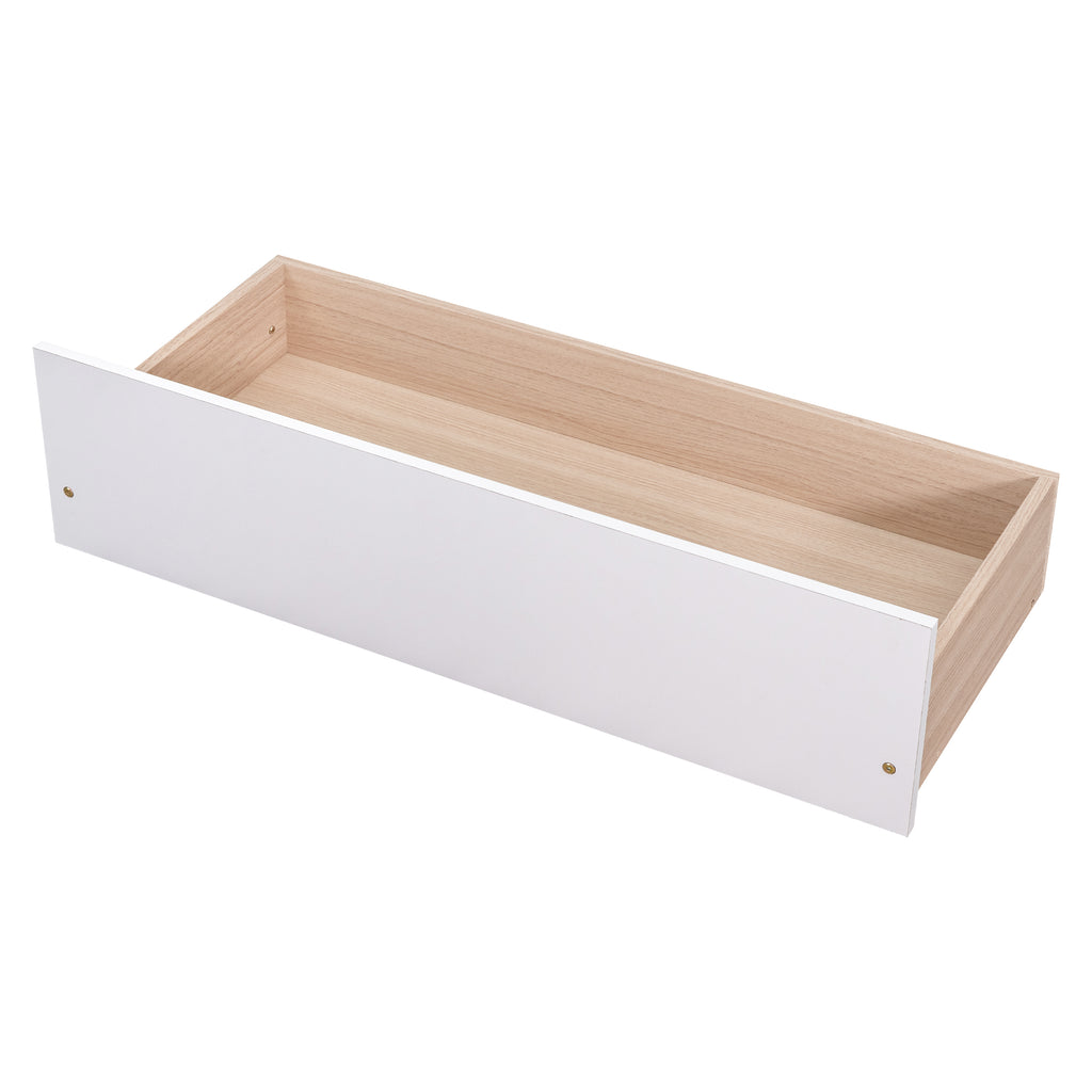White Twin Bunk Bed with 2 Drawers and Stairs B707