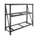 Black Steel 3-Tier Storage Shelf Unit 72-Inch-H x 77-Inch-W x 24-Inch-D Q12773
