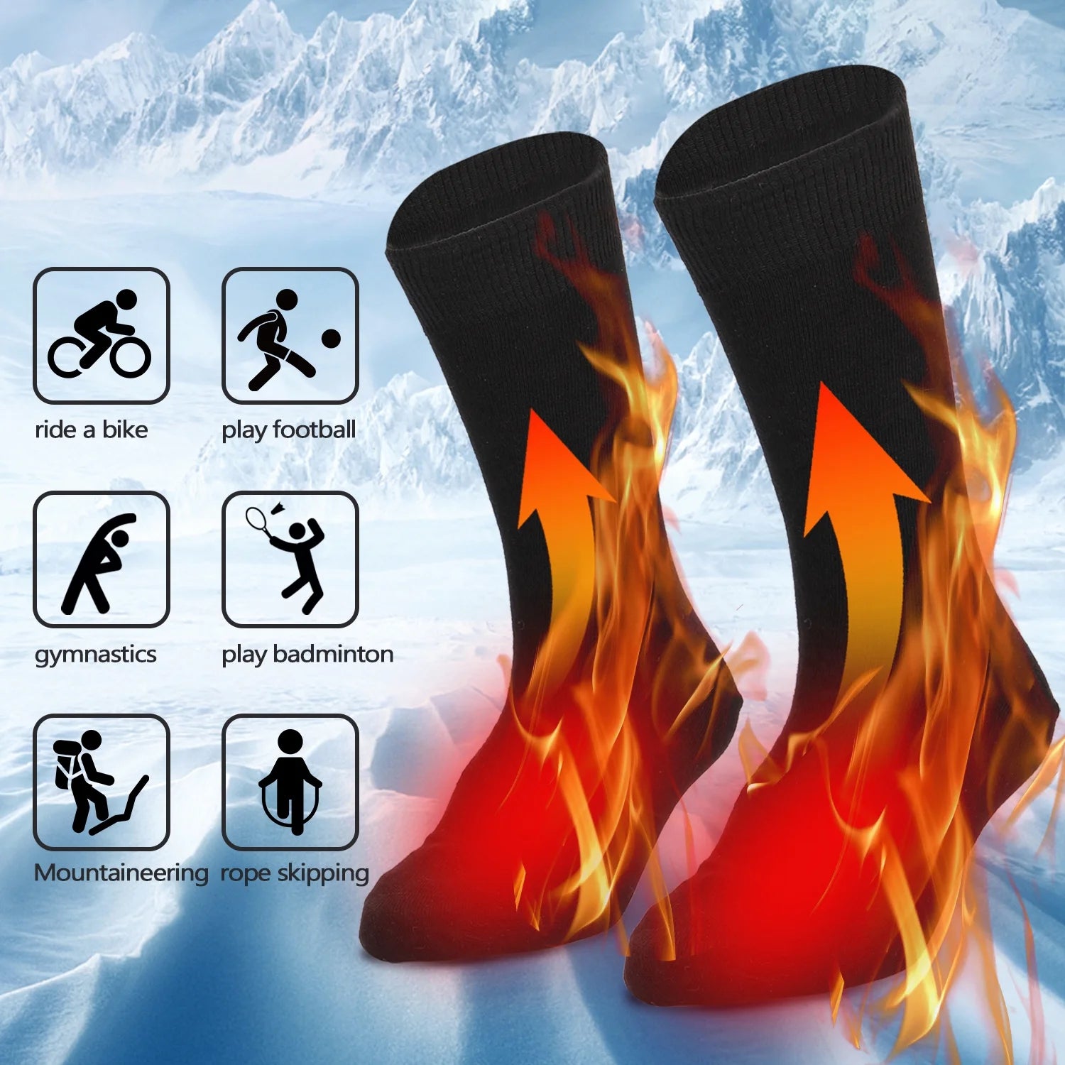 Electric Heated Socks Battery Powered Warm Winter Socks Z96081