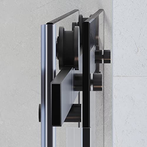 Frameless Sliding Tub Door 58.5-60" W X 62" H with 5/16" Clear Tempered Glass Matte Black Q317