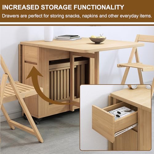 Extendable Drop Leaf Wood Dining Table Set for 6 F56795