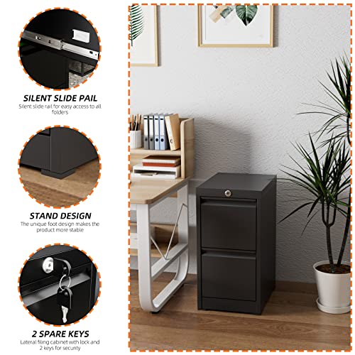 3 Drawer Metal File Cabinet with Lock, Black M650152