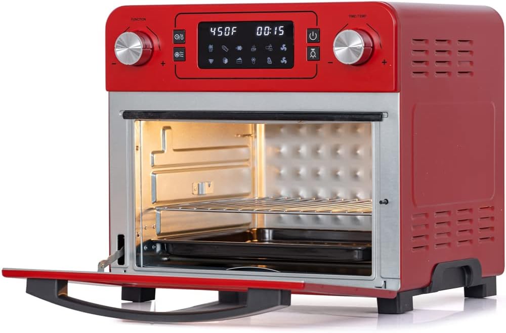 24QT Stainless Steel Countertop Toaster Air Fryer Oven Red L438517