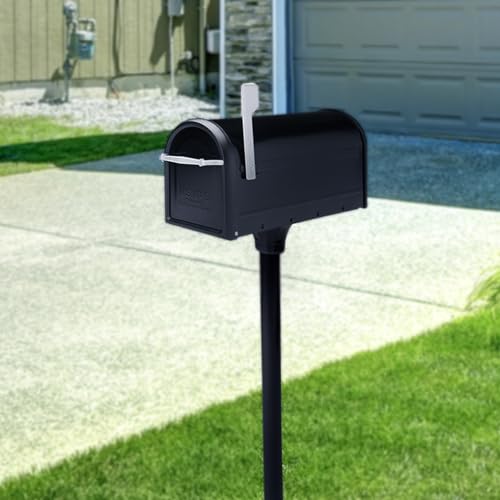 Galvanized Steel Post Mount Mailbox, Black, Medium Capacity K614