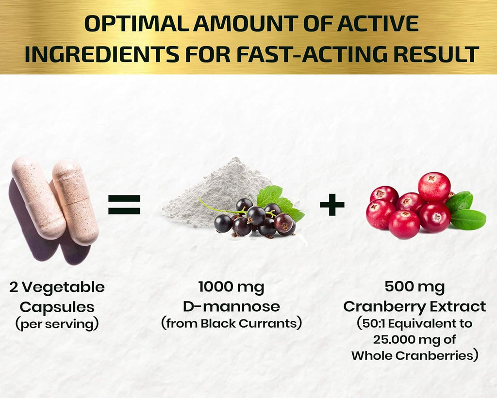 D-Mannose with Cranberry Extract Capsules 1500mg U77667