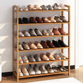 6 Tiers Bamboo Shoe Storage Rack, 18-24 Pairs, Wood Color U2843