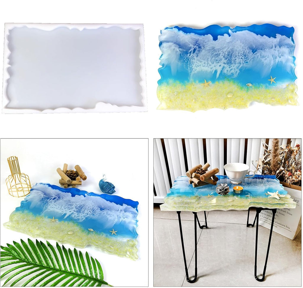 Large Irregular Rectangle Silicone Mold, Blue, approx. 46x28.8x2.5cm T747