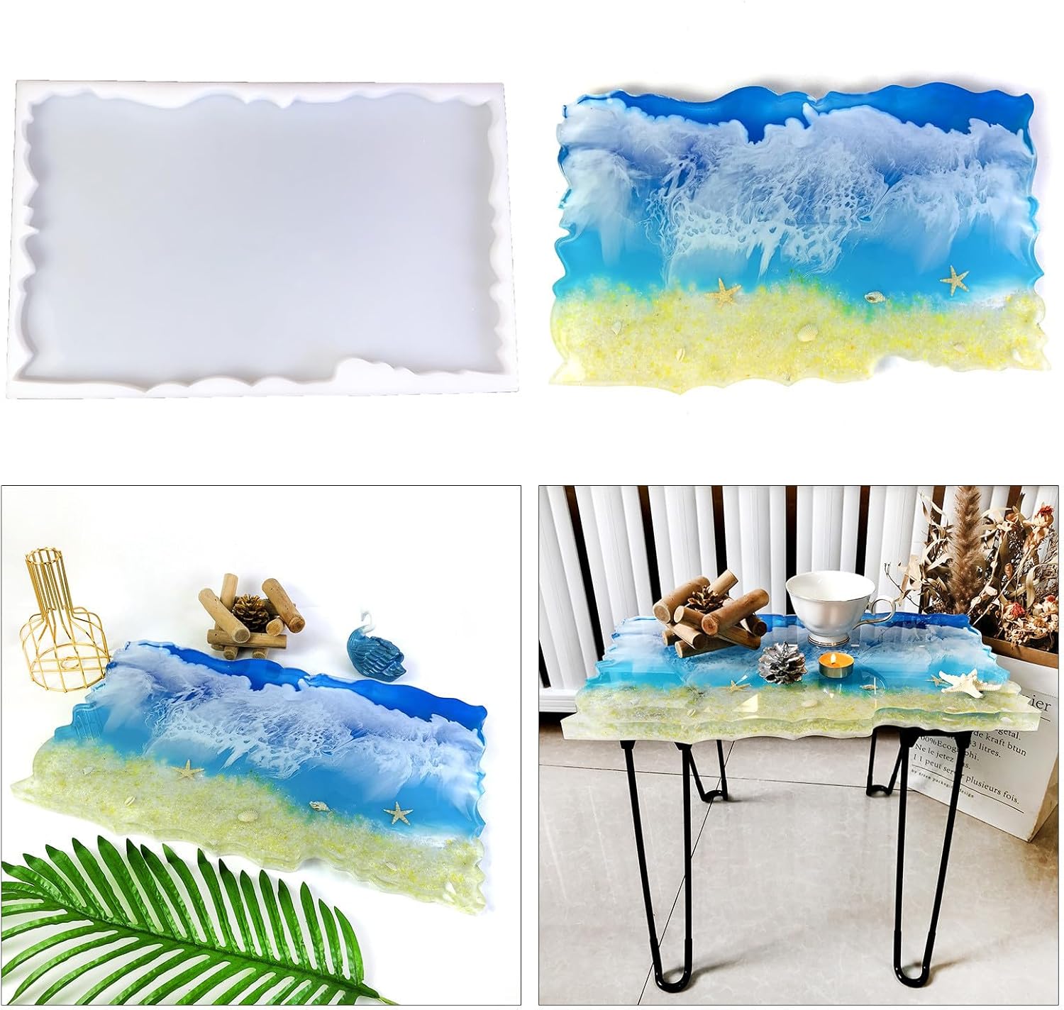 Large Irregular Rectangle Silicone Mold, Blue, approx. 46x28.8x2.5cm T747