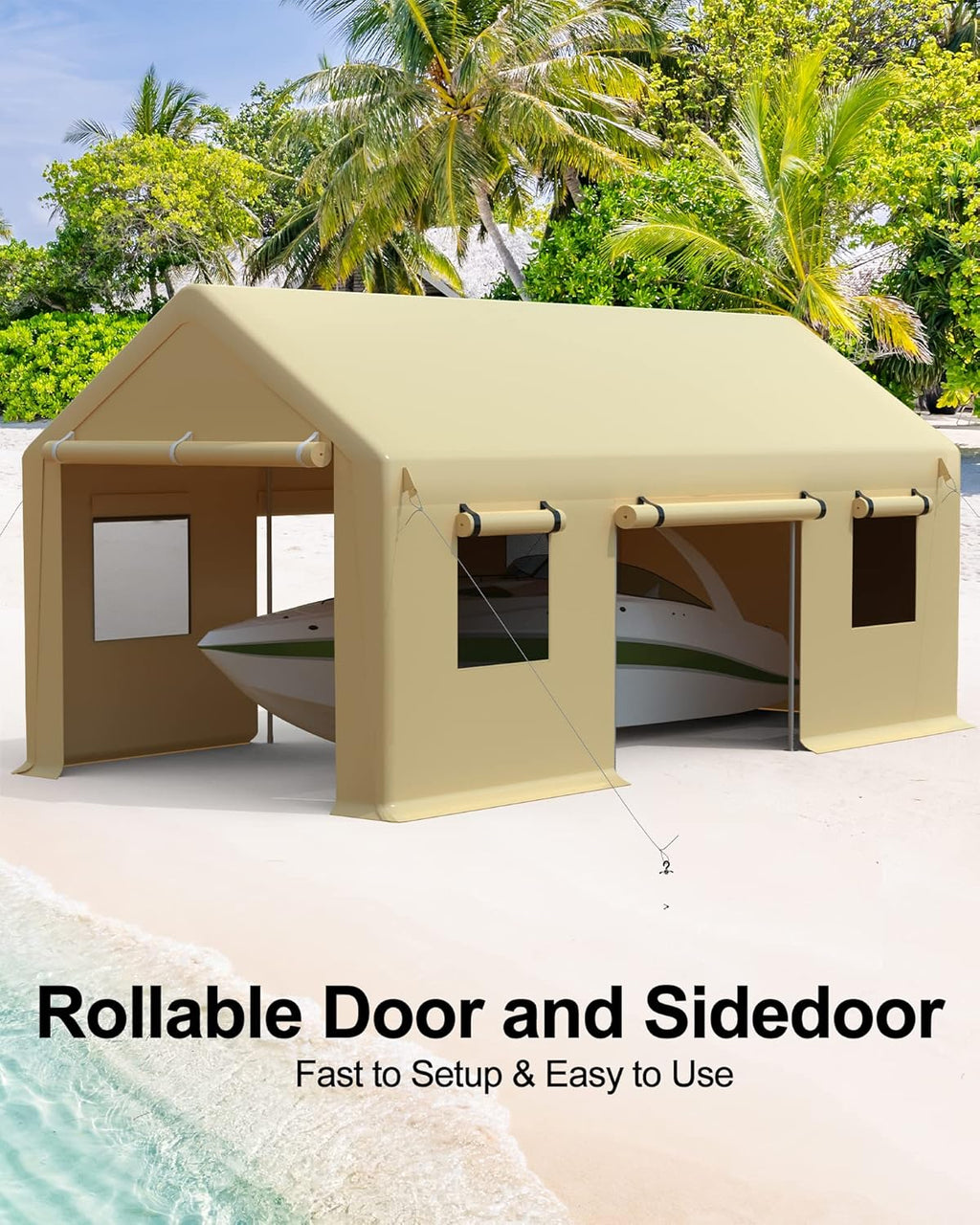 Yellow 10'x20' Heavy Duty Portable Carport Canopy with Roll-up Doors and Mesh Windows I453