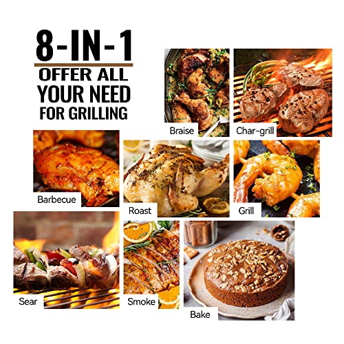 Wood Pellet Grill Smoker with PID Controller, 8-in-1 BBQ Grill, 572 sq in Cooking Area U654505