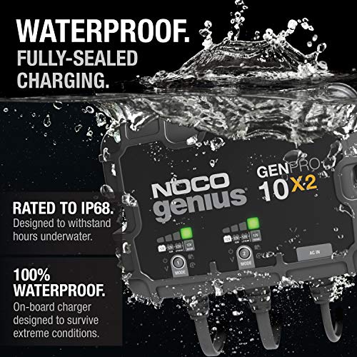 2-Bank 20A Onboard Waterproof Marine Battery Charger for Lead-Acid & Lithium Batteries C64588