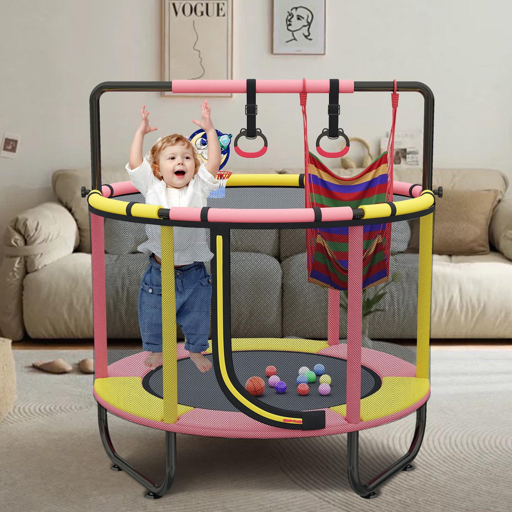 Mini Trampoline with Enclosure and Basketball Hoop D305