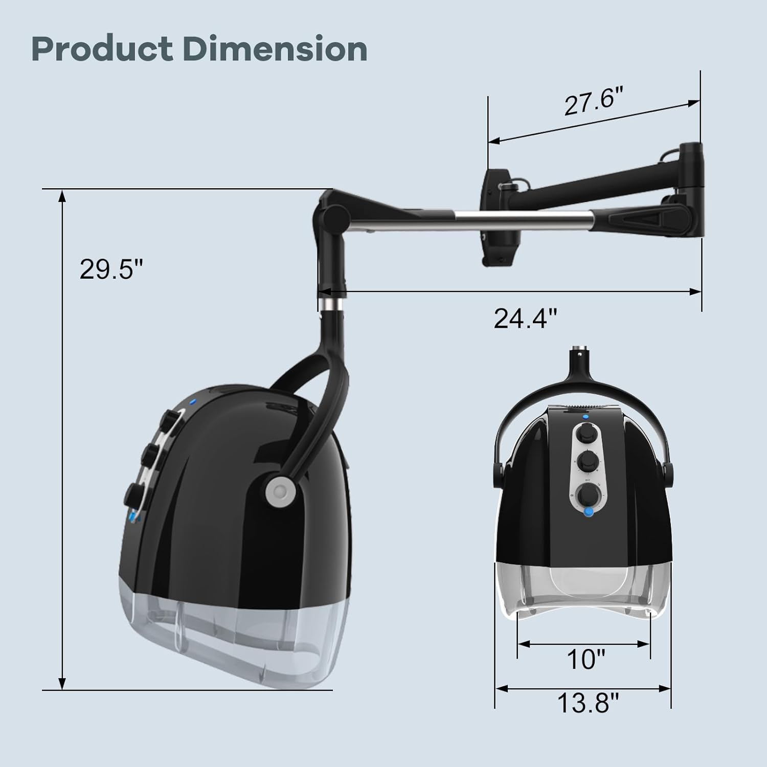 Wall Mount Hooded Salon Hair Dryer, Ionic, Temperature & Drying Adjustable, 60-Minute Timing Z586