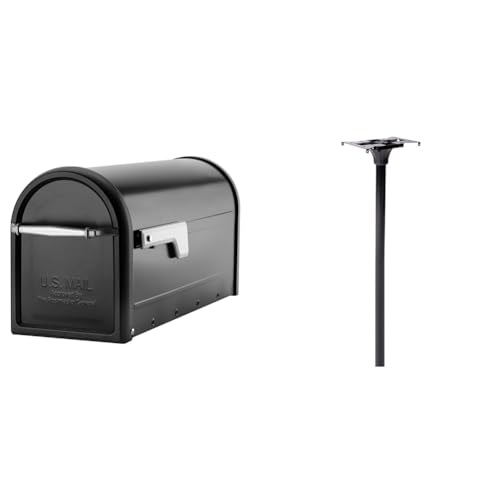 Galvanized Steel Post Mount Mailbox, Black, Medium Capacity K614
