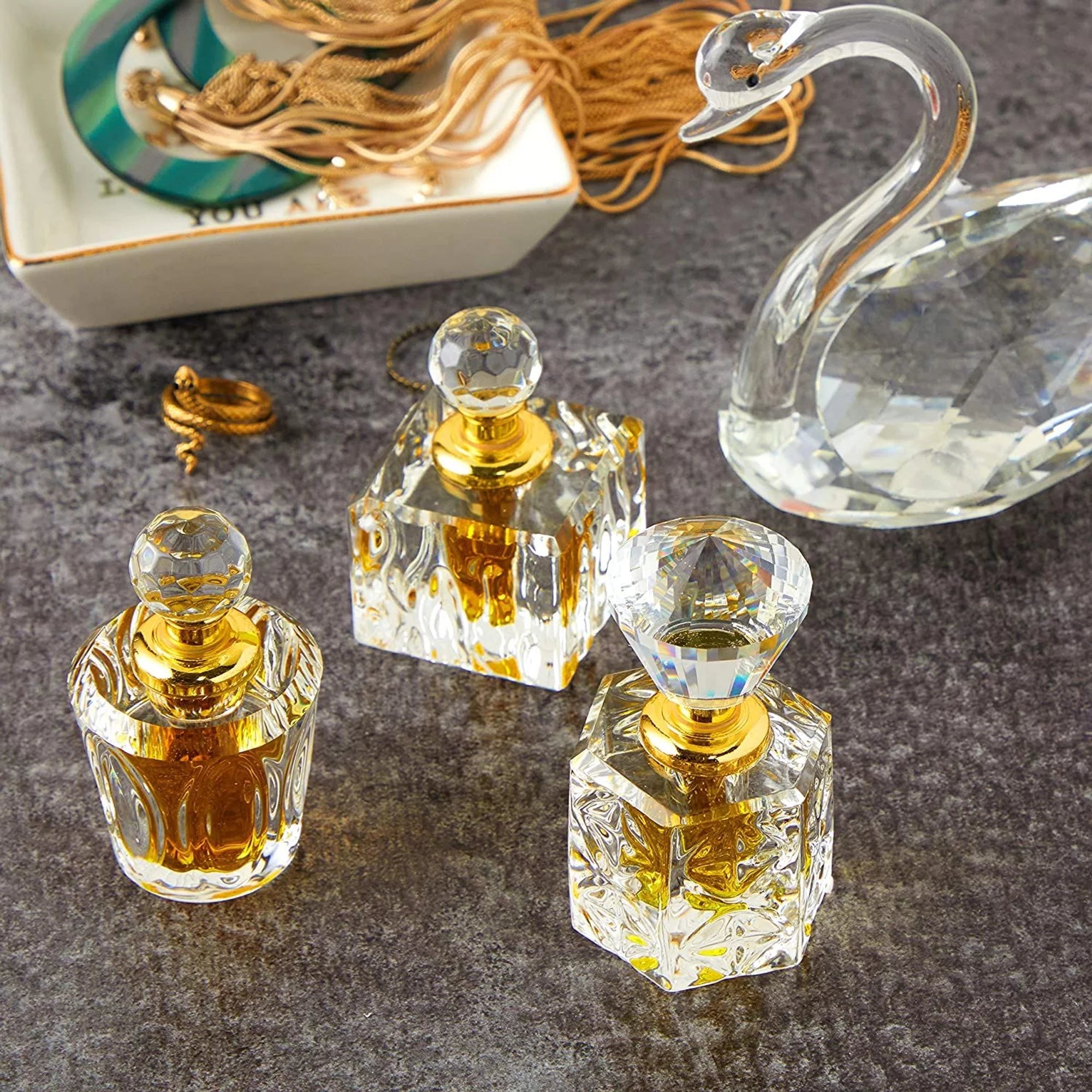 4 Pack Crystal Perfume Bottle Set C676